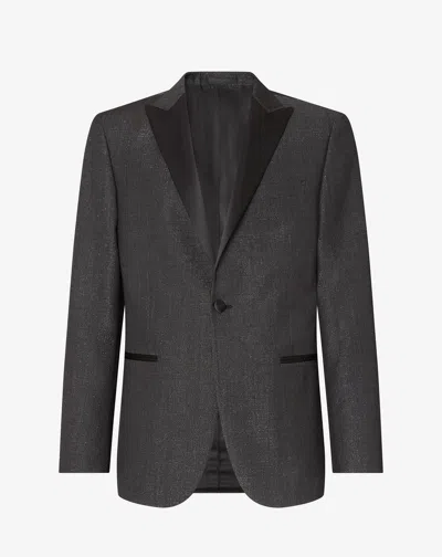 Corneliani Grey Lamé Wool Tuxedo Jacket In Gray