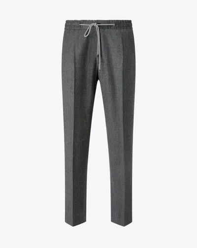 Corneliani Grey Micropatterned Stretch Wool Flannel Joggers In Gray