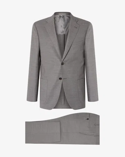 Corneliani Grey Micropatterned Stretch Wool Suit In Gray