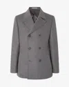 Corneliani Grey Reversible Wool, Silk And Cashmere Peacoat In Gray