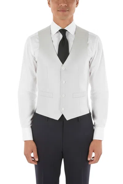 Corneliani Grey V Neck Waistcoat In White