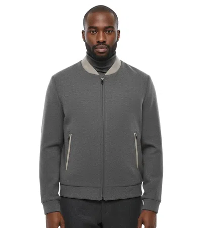 Corneliani Grey Zip Up Bomber Jacket In Gray
