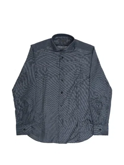Corneliani Hairline-striped French-collar Shirt In Multi