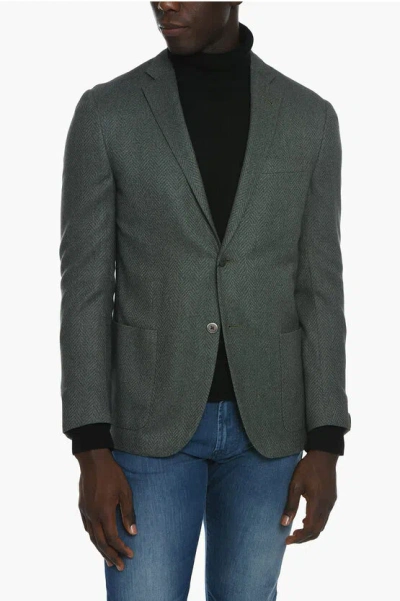 Corneliani Half-lined Gate Cashmere Blend Blazer In Green