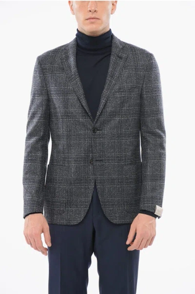 Corneliani Half-lined Wool Single Breasted Blazer With Patch Pockets In Blue