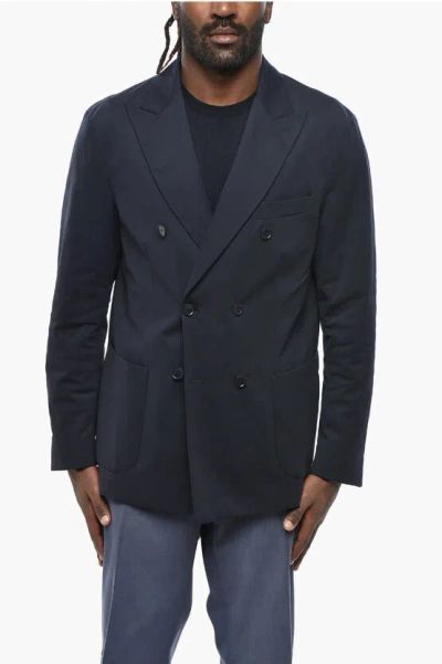 Corneliani Half Linend Nylon Blend Double Breasted Blazer In Black
