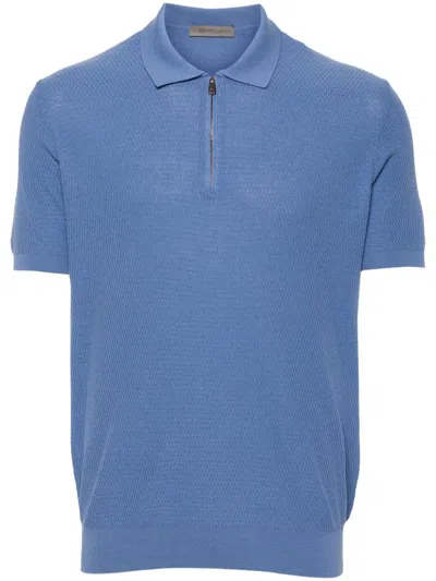 Corneliani Half-zip Cotton Polo Shirt In Blue