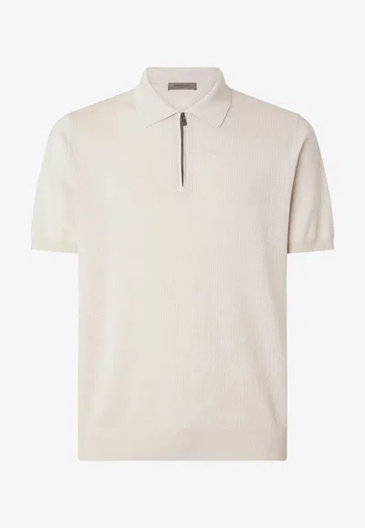 Corneliani Half-zip Polo T-shirt In Neutral