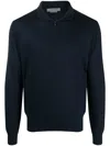 Corneliani Short-zip Virgin Wool Jumper In 蓝色