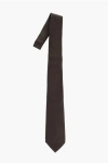 Corneliani Hand Stitched Solid Color Silk Tie In Brown