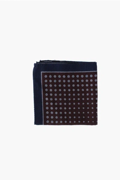Corneliani Herringbone And Polka Dots Pocket Handkerchief