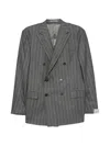 Corneliani Herringbone Double-breasted Suit In Gray