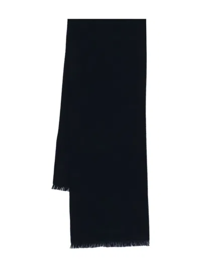 Corneliani Herringbone-pattern Fringed Scarf In Black