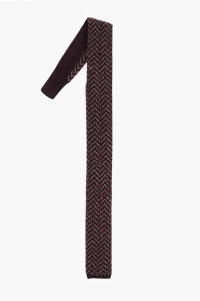 Corneliani Herringbone Patterned Knitted Silk Tie