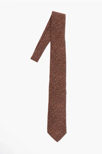 Corneliani Herringbone Patterned Silk Tie Grösse Unica