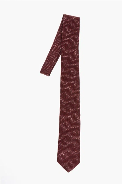 Corneliani Herringbone Patterned Silk Tie Grösse Unica
