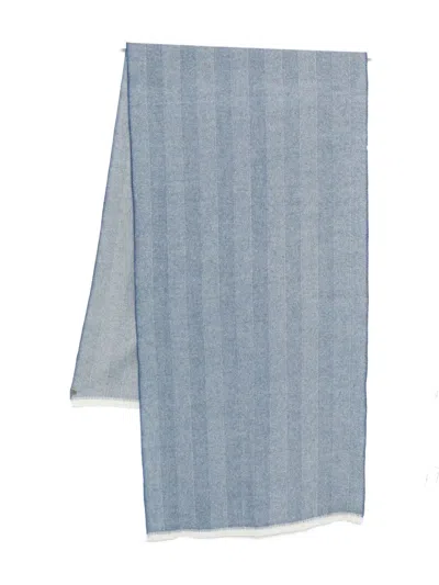 Corneliani Herringbone Scarf In Blue
