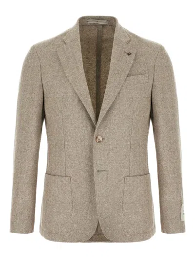 Corneliani Herringbone Single-breasted Blazet In Neutral