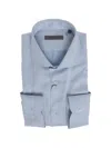 Corneliani Herringbone-pattern French-collar Shirt In Blue