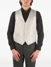 Corneliani Herringbone-pattern Silk Waistcoat In Neutrals
