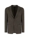 Corneliani Herringbone-pattern Single-breasted Blazer In Brown