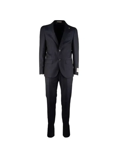 Corneliani Herringbone-pattern Single-breasted Suit In Black
