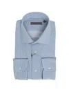 Corneliani Herringbone-pattern Stretch Shirt In Blue