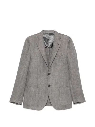 Corneliani Herringbone-patterned Blazer In Gray