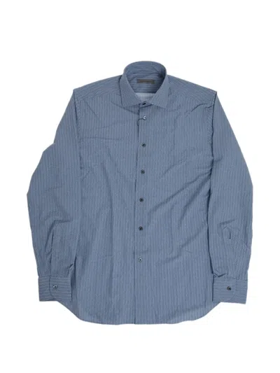 Corneliani Herringbone-patterned French-collar Shirt In Blue