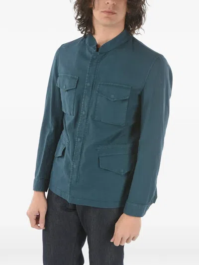 Corneliani Herringbone-twill Utility Jacket In Blue