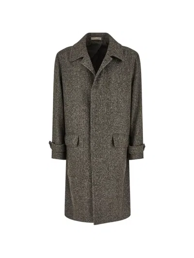 Corneliani Herringbone-weave Coat In Brown