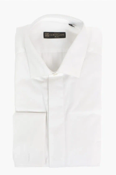 Corneliani Hidden Buttoning Cotton Shirt In White