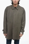 CORNELIANI HIDDEN CLOSURE WOOL COAT WITH REMOVABLE PADDING