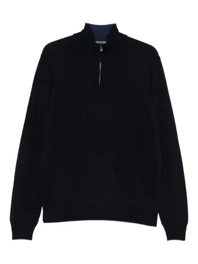 Corneliani High-neck Half-zip Jumper In Black