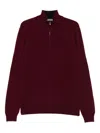 Corneliani High-neck Half-zip Jumper In Red
