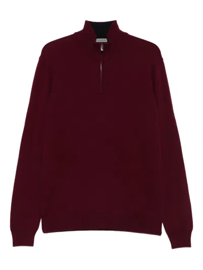 Corneliani High-neck Half-zip Jumper In Red