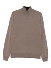 Corneliani High-neck Half-zip Sweater In Brown