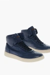 Corneliani High-top Deerskin Sneakers With Rubber Sole