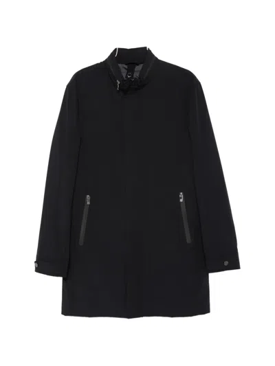 Corneliani High-neck Zip-pocket Coat In Blue