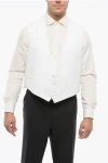 Corneliani 4 Buttons Embroidered Cotton Single Breasted Vest