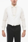 Corneliani 4 Buttons Embroidered Cotton Single Breasted Vest