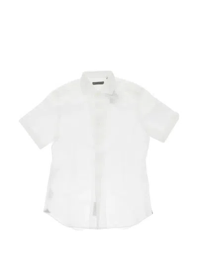 Corneliani Honeycomb-pattern Short-sleeve Shirt In White