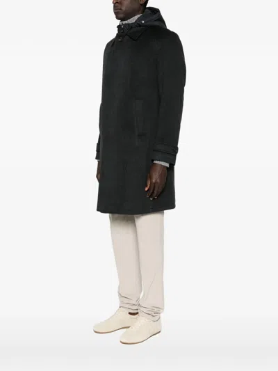 Corneliani Hooded Pocket Coat In Black