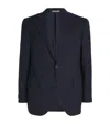Corneliani Hopsack Virgin Wool Blazer In Navy
