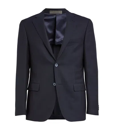 Corneliani Hopsack Wool Blazer In Navy