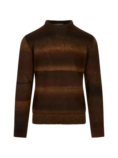 Corneliani Horizontal-stripe Sweater In Brown