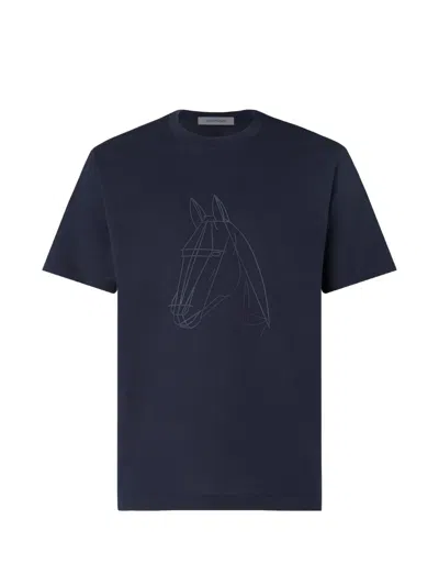 Corneliani Horse-print T-shirt In Black