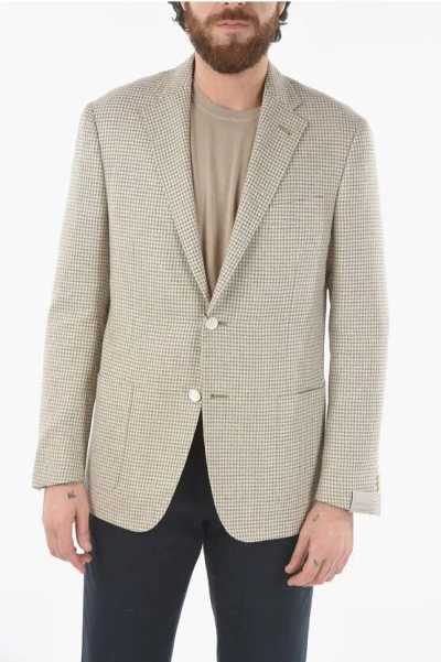 Corneliani Houndstooth Motif Gate Notch Lapel Patch Pocket 2-button Bla In Neutral