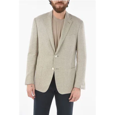 Corneliani Houndstooth Motif Gate Notch Lapel Patch Pocket 2-button Men's Bla