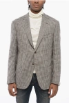 Corneliani Houndstooth Patterned Gate Silk Blend Blazer